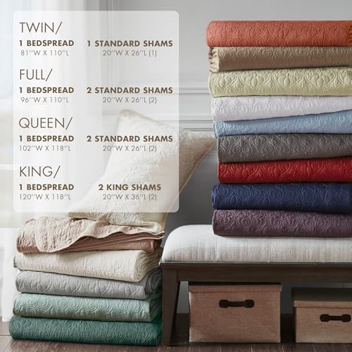 image for Madison Park Quebec Reversible Quilt Set Damask Design, Double Sided S