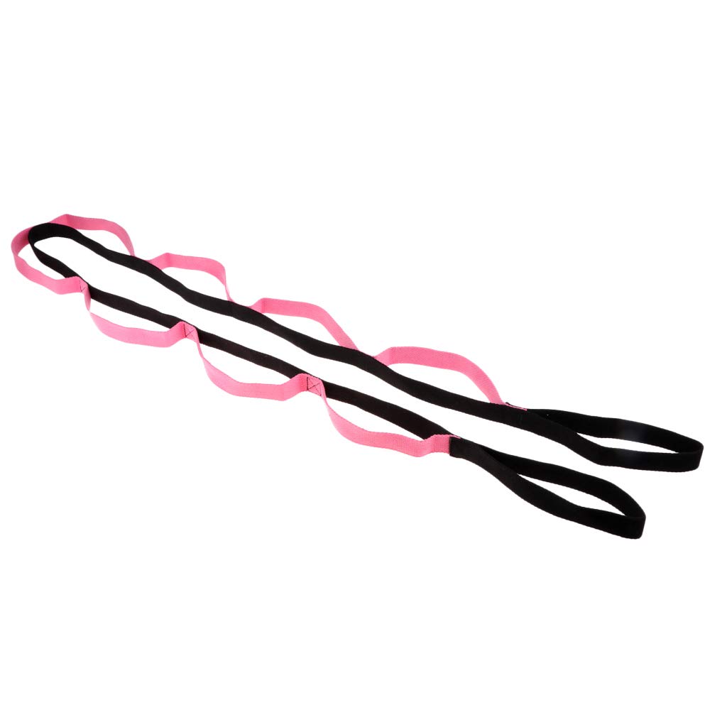 Yogagurt Stretch Yoga Gürtel Band mit Multi Grip Schlaufen Pink und Schwarz