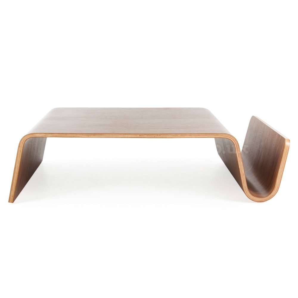 Buy Modern Rectangular Bent Plywood Coffee Table in with Walnut Veneer