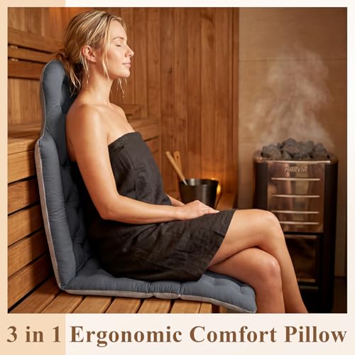 Novabright Waterproof Sauna Seat Cushion Thick High-Density Foam Heat Insulation Bath Pillow, Sauna Accessories for Infrared Resting for Head & Neck, Support the Back for Women Gifts(Dark Gray) - Image 5
