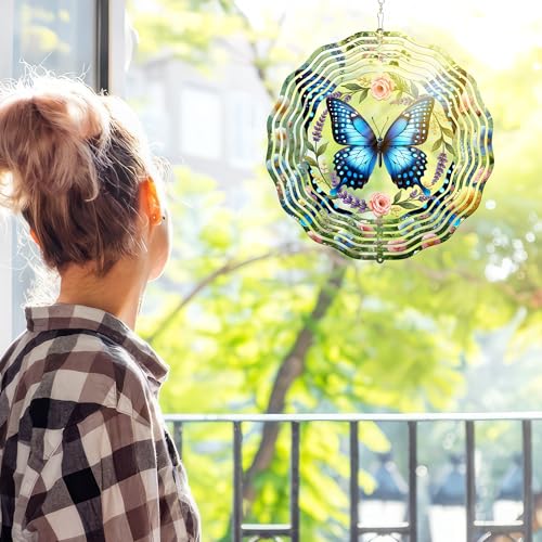 Image of FLAGWIX Butterfly Wind Spinners Outdoor - 3D Stainless Steel Metal Spinner 12 in - Birthday Gifts for Mom, Butterfly Gifts for Women, Yard Decorations Outdoor, Garden Decor