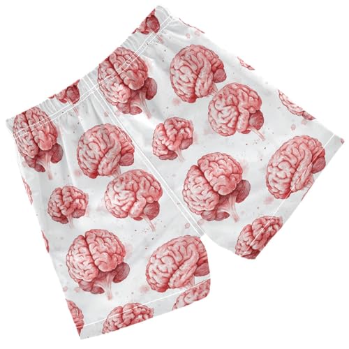 Pigsaly Boys' Swim Board Shorts Red Watercolor Human Brain Body Boy's Swim Trunks Kids Swimwear 4T2