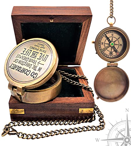 Brújula Náutica Vintage de Latón con Caja de Madera miniatura 1