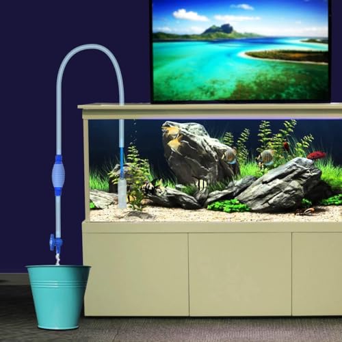 Image of 9ft Aquarium Siphon Vacuum Cleaner for Fish Tank Cleaning Gravel & Sand, Blue