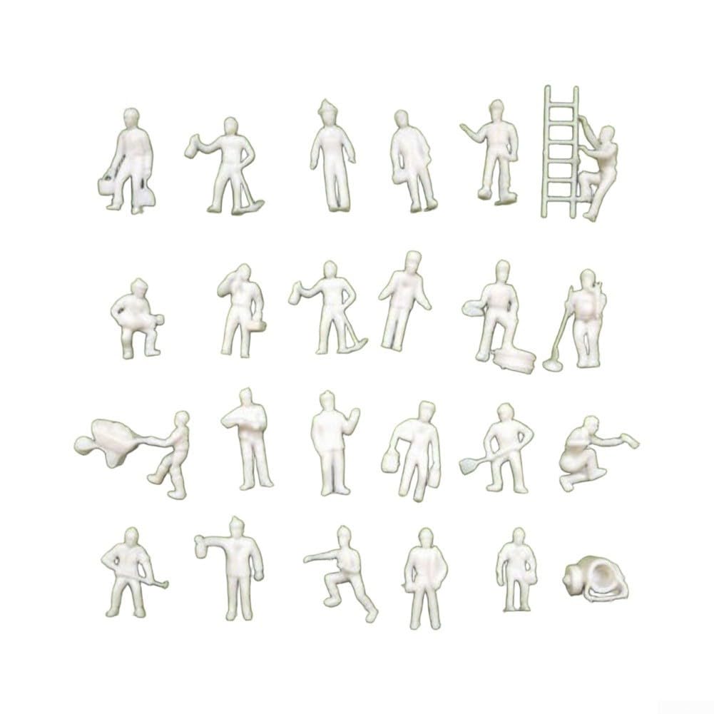 HO OO Model Railway Figures Set 27pcs 1:87 Workers White Plastic Manual