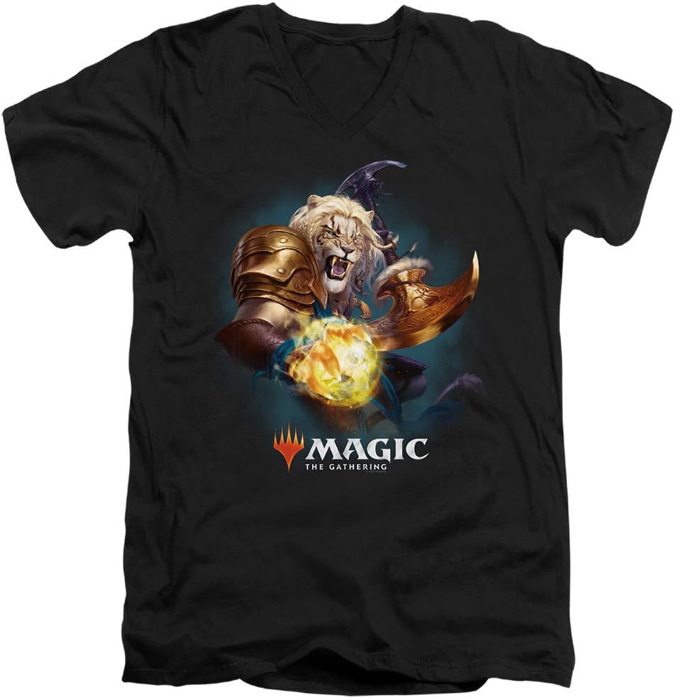 Magic The Gathering Ajani Unisex Adult V-Neck T Shirt for Men and Women
