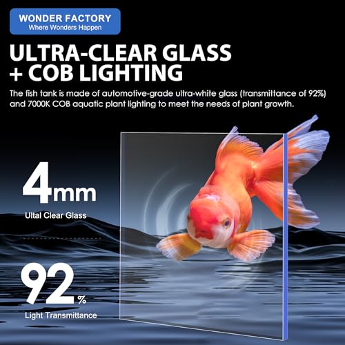 Image of Nano Desktop Betta Aquarium 2.7 Gallon Glass Fish Tank Set, Hidden Bottom Filtration System Self Cleaning Filter Light Gravel Plant Cleaning Tool, for Small Space Easy Setup Space-Saving Design