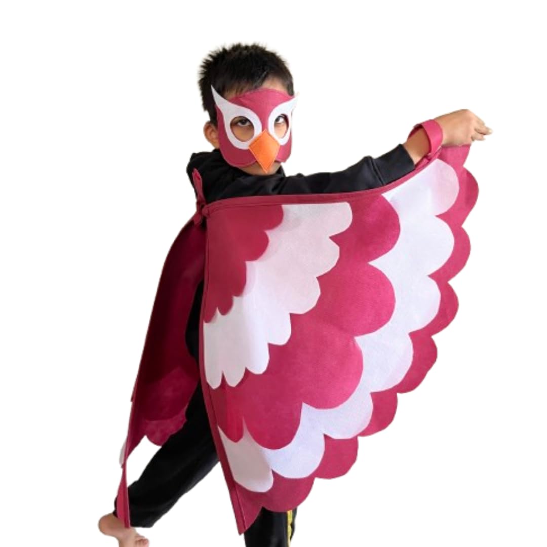 Salu & Mayu Bird Wings and Mask Costume | Eagle, Owl, Bat, Robin, Parrot, Toucan for fancy dress, Halloween, kids play | Non woven fabric | Age: 4-10 years