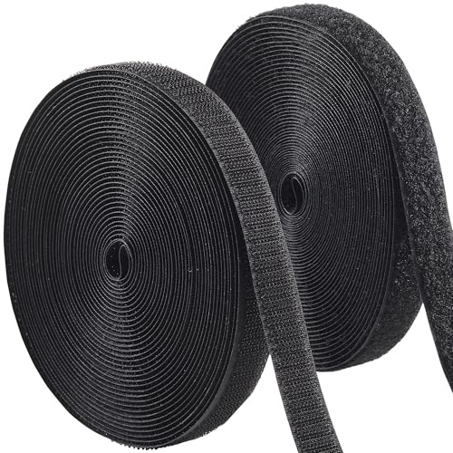 ECOHomes 3/4 Inch Wide x 33 FT Sew On Hook and Loop Tape for Fabric Roll Sewable Sew-On Strips for Clothing Clothes Fabric | No Adhesive Sewing Fastener Straps Easy Sew in Strong Black