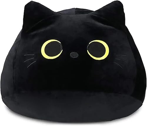 YOMOTREE Almohada de peluche de gato, almohada de felpa suave, juguete de peluche de gato negro, regalos para niños y niñas (amarillo 7.9 in7.8 YOMOTREE Almohada de peluche de gato, almohada de felpa suave, juguete de peluche de gato negro, regalos para niños y niñas (amarillo 7.9 in7.8
