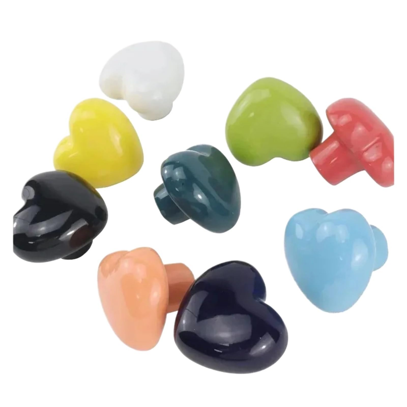 Zeahkri Pink Cute Cabinet Handle 10Pcs Love Heart Ceramic Cabinet Handle No Punch