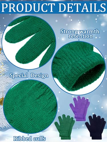 Image of EBOOT 3 Pairs Winter Kids Gloves Warm | Toddler Gloves for Boys Girls Outdoor, Full Finger Fluffy Soft Mittens for 1-11 Years Children, Multiple Colors