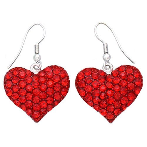 Soulbreezecollection Valentines Day Red Heart Earrings Drop Dangle Gift For Mom Her Girlfriend (Red) #TOP3