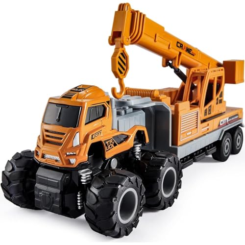 Image of Friction Powered Engineering Crane Truck Toys for Kids Boys Girls 1:43 Die Cast Alloy Model Transport Construction Toy Pull Back Miniature Vehicle (Multicolor)