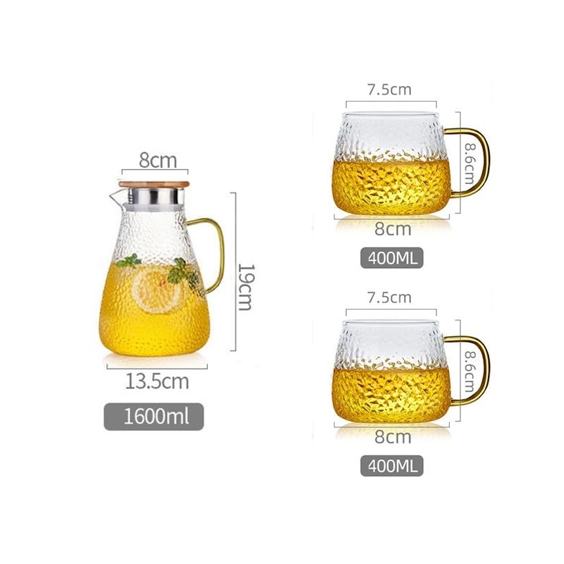 Caraffa per Acqua refrigerante Brocca d'acqua Set di brocca d'acqua in vetro Teiera resistente al calore for la casa Set di tazze da tè Bollitore freddo Brocca d'acqua con manico for bicchieri bollent