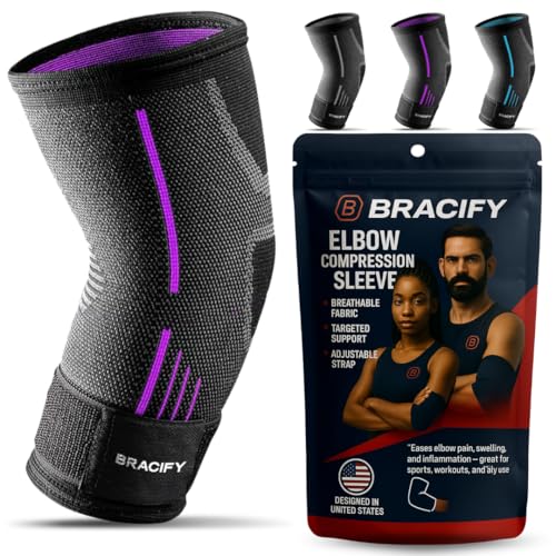 Elbow Brace for Tendonitis and Tennis Elbow, Compression Sleeve for Arthritis, Workouts, Weightlifting, Reduce Joint Pain During Fitness Activity (Large)