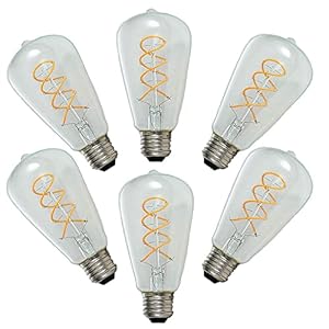 ST64 helder glas E27 4W spiraallamp Retro LED-gloeilamp (40W-equivalent) Warm wit 2700K 400LM dubbele spiraal Flexibele…