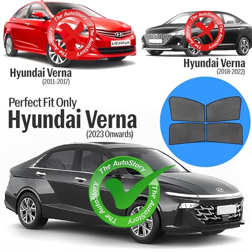 Image of AutoStory Custom Fit Non-Magnetic Cotton Mesh Car Sunshade for Verna 2023 Onwards | UV & Heat Protection Car Window Curtains | Privacy Car Sun Shade | Breathable Vehicle Specific Side Window Shades