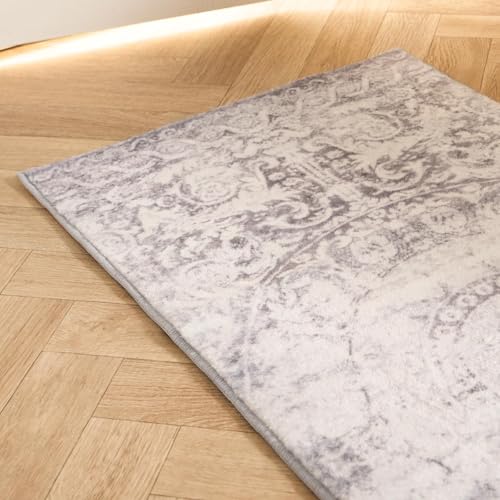 OHS Vintage Bedside Runner Rug Grey, Flat Rugs for Kitchen Bedroom Area Rugs Non Shedding Rustic Classical Rug Anti Slip Hallway Runner Comfy Small Rug, 50cm x 120cm - Cosy Home Interiors OHS Vintage Bedside Runner Rug Grey, Flat Rugs for Kitchen Bedroom Area Rugs Non Shedding Rustic Classical Rug Anti Slip Hallway Runner Comfy Small Rug, 50cm x 120cm - Image 4