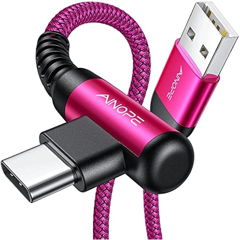AINOPE Typ C USB-Kabel, 2er-Pack, 2 m, 3,1 A, Ladegerät, Schnellladung, rechtwinklig, langlebiges Nylon geflochtenes S9 Ladekabel, kompatibel mit Galaxy S10, S9, Plus S21, Note 10, 9, LG Cover