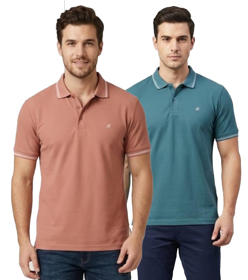 american pie Summer Wear Fancy Stylus Men's Solid Cotton Blend Polo Neck Combo Tshirts (APT-04-2pcs)-picture-32