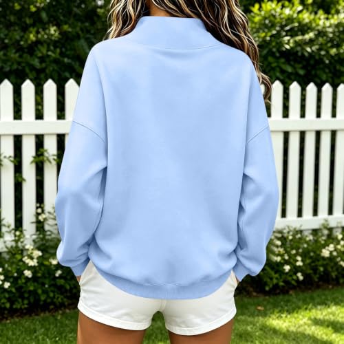 Mock Neck Sweatshirt Womens Oversized Long Sleeve Plain Pullovers Y2K Tops - image 5