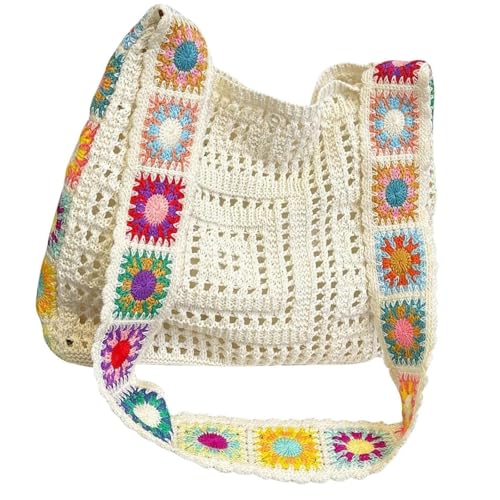 LOVIVER Bolso de crochet elegante para mujer, bolso de hombro para vacaciones de verano, viajes y cumpleaños, Beige LOVIVER Bolso de crochet elegante para mujer, bolso de hombro para vacaciones de verano, viajes y cumpleaños, Beige