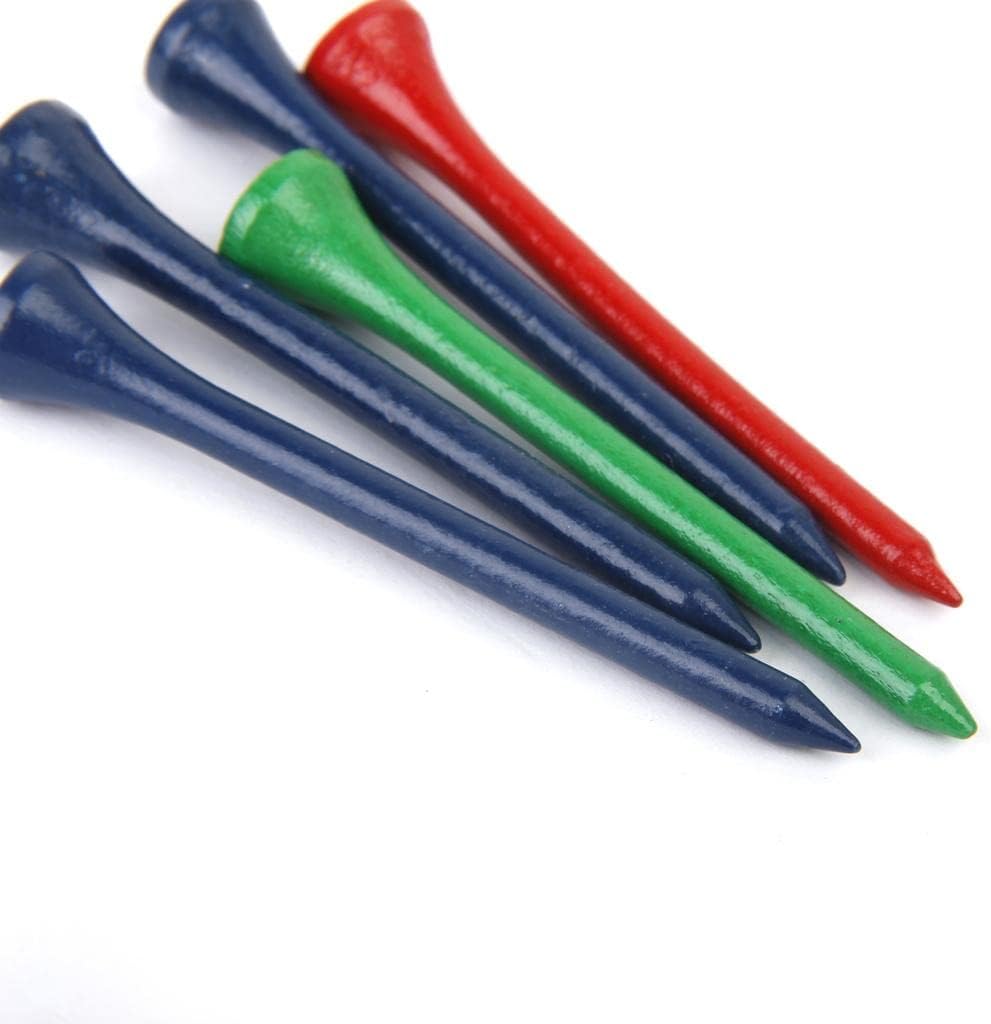 Wooden Golf Tees 69MM Long | Pack of 300 Mixed Color Tees | Natural Wood Club Tees for Golf Training | Golf Accessories