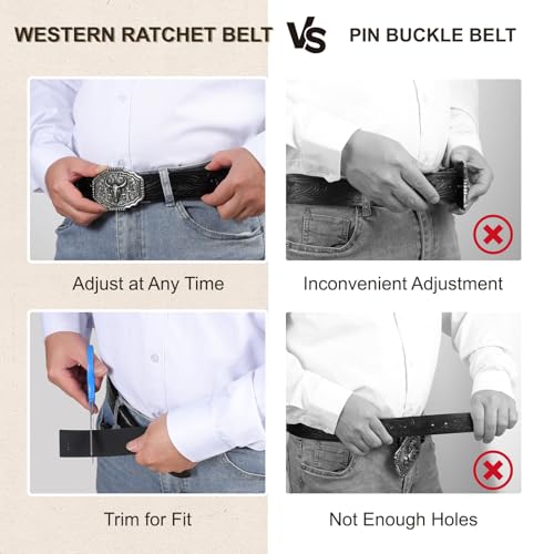 SANSTHS Ratchet Cowboy Belt, Western Ratchet Belts for Men Ratchet Western Belt with Automatic Cowboy Buckle3