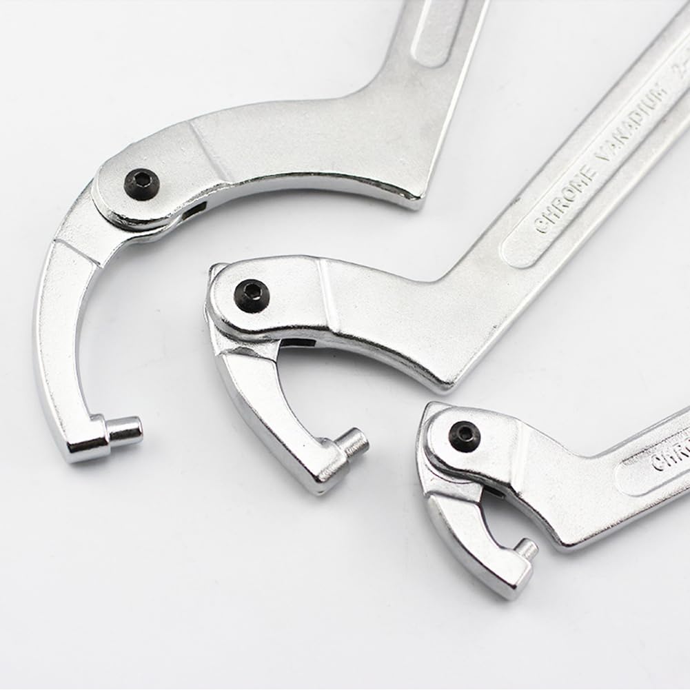 4 Piezas Ajustable Llave De Gancho Juego De Llaves, Cromo Vanadio C Pin Llave Inglesa Para Apretar Tuercas Y Rodamientos (Plateado),Square Head