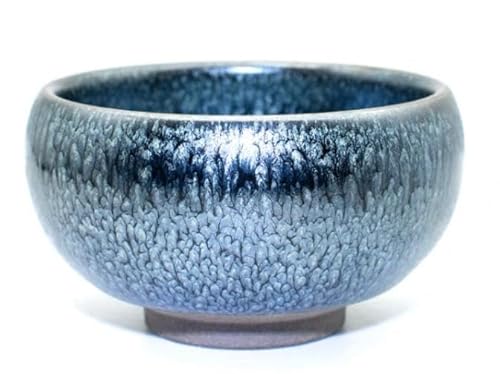 YIJOFU 抹茶碗 油滴ブルー釉茶碗 油滴 手作り 建盞 和食器 天目盃 酒器 料亭