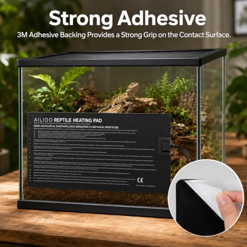 Image of Aiicioo Reptile Heating Pad - Hermit Crab Heater Heat Mat for Reptiles Snake Lizard 24 Watt