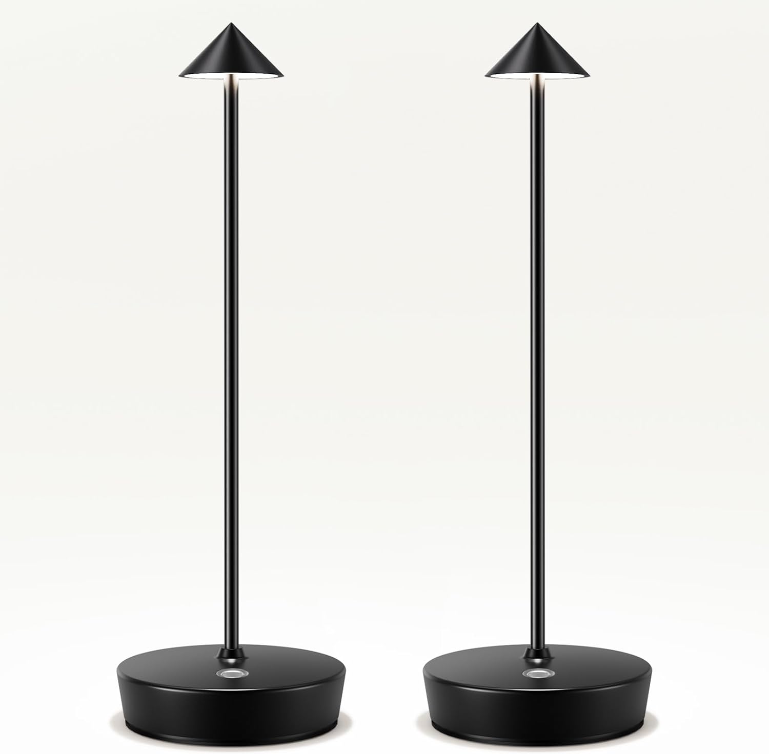 Cordless Battery Powered Table Lamp, Rechargeable LED Dimmable Brightness Metal 6000mAh Touch Table Lamp Portable Modern Design for Restaurant Indoor & Outdoor(Black 2 Pack)