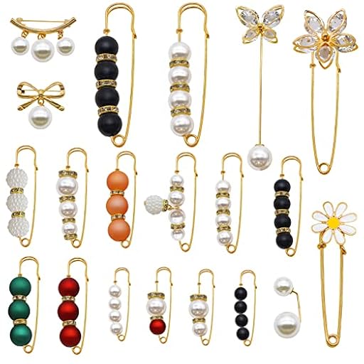 20 broches de perlas de moda para suéter, chal, alfileres decorativos para ropa, mujeres, niñas, sombreros, chales, vestidos, accesorios de decoración, alfileres de seguridad resistentes, estéticos y | Ya disponible en tu tienda friki favorita! En mundofriki.es!
