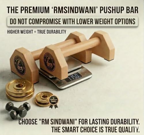 Image of Wooden Push Up Bars with Hand Grip Strengthener, Non-Slip Parallettes for Home Workout, Strength Training, Calisthenics.