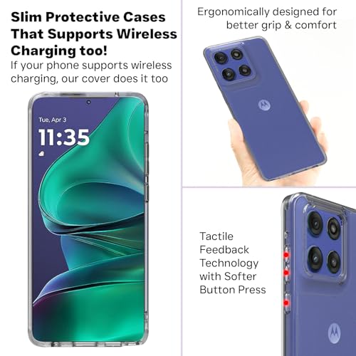 Image of RIGGEAR Shockproof Clear Hybrid Armor Back Cover Case Compatible with Motorola Moto Edge 60 Stylus 5G (Transparent PC and TPU Bumper)