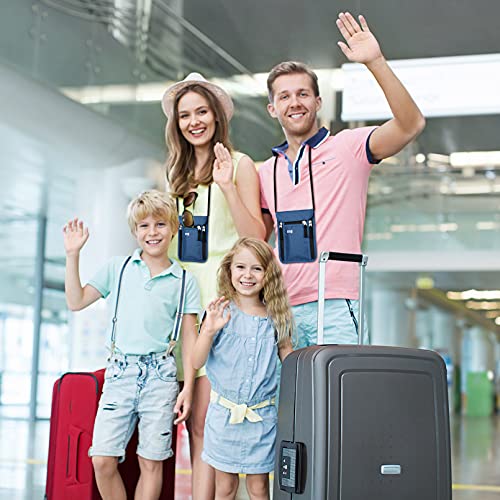 Image of Travel Pouch Neck Wallet Family Passport Holder Organizer Case with RFID Blocking, Navy Blue,