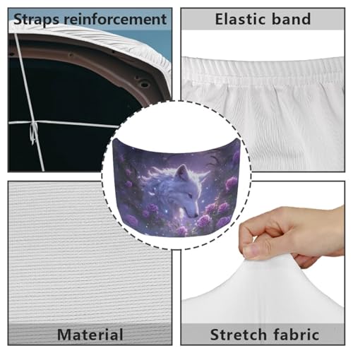 Image of Purple Rose Wolf Car Hood Cover Protector for Women, 59x39 Inch Car Hood Wrap Blankets, Universal Automotive Exterior Accessories for Sedans SUV Trucks Pickup Jeep