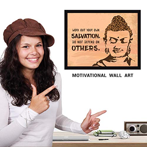 Image of Chaka Chaundh - buddha quotes wall frames - Buddha frame with quotes for home & office - inspirational Motivational Gautam - (14 X 11 Inches) (buddha - Brown - single - framed - poster)