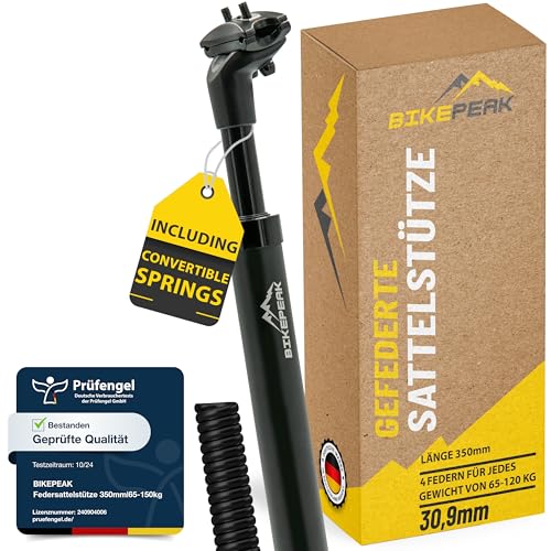 BikePeak Seat Post Suspension, 350mm, 30.9mm Diameter, Black