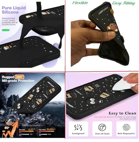 Image of Coverage Cute Fun Taddy Cartoon 3D Ball Bear Milk Cake Coffee Silicon Case Full Body & Camera Protection Back Cover Compatible for Infinix Hot 10s - Black
