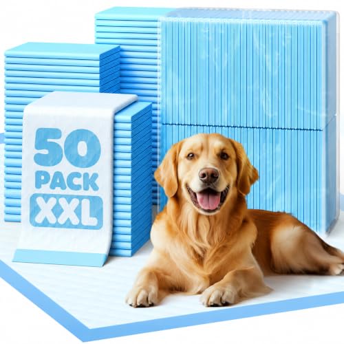 Image of Powools Puppy Pads for Dogs, 38x28 in, 6-Layer Leakproof, 50-Pack