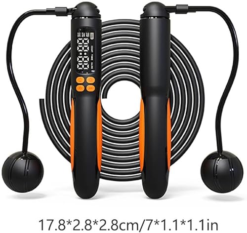 Miniatura 2 de Cuerda de saltar pesada 2 en 1 con contador, cuerda de saltar inteligente con cable e inalámbrica con pantalla LCD, longitud ajustable, cuerda de