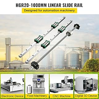 VEVOR Linear Guide Rail, 2PCS HGR20-1000mm Linear Slide Rail + 1Pcs RM1605-1000mm Ballscrew with BF12/BK12 Kit, Coupling, Slide Blocks Linear Guide Rail Set for DIY CNC Routers Lathes Mills