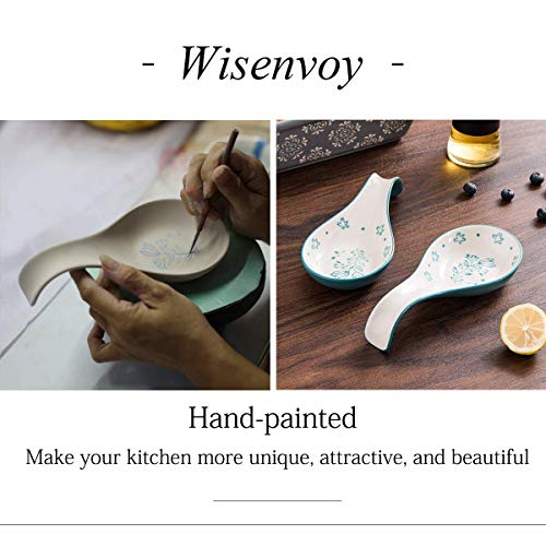 image for Wisenvoy Spoon Rest Spoon Holder for Stove Top Ceramic Spoon Holder Po