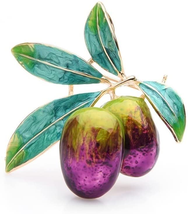 Spilla da Donna in Metallo con Olive Viola smaltate Spille Donna Uomo Banchetto Festa Spilla Borsa Cappello Accessori