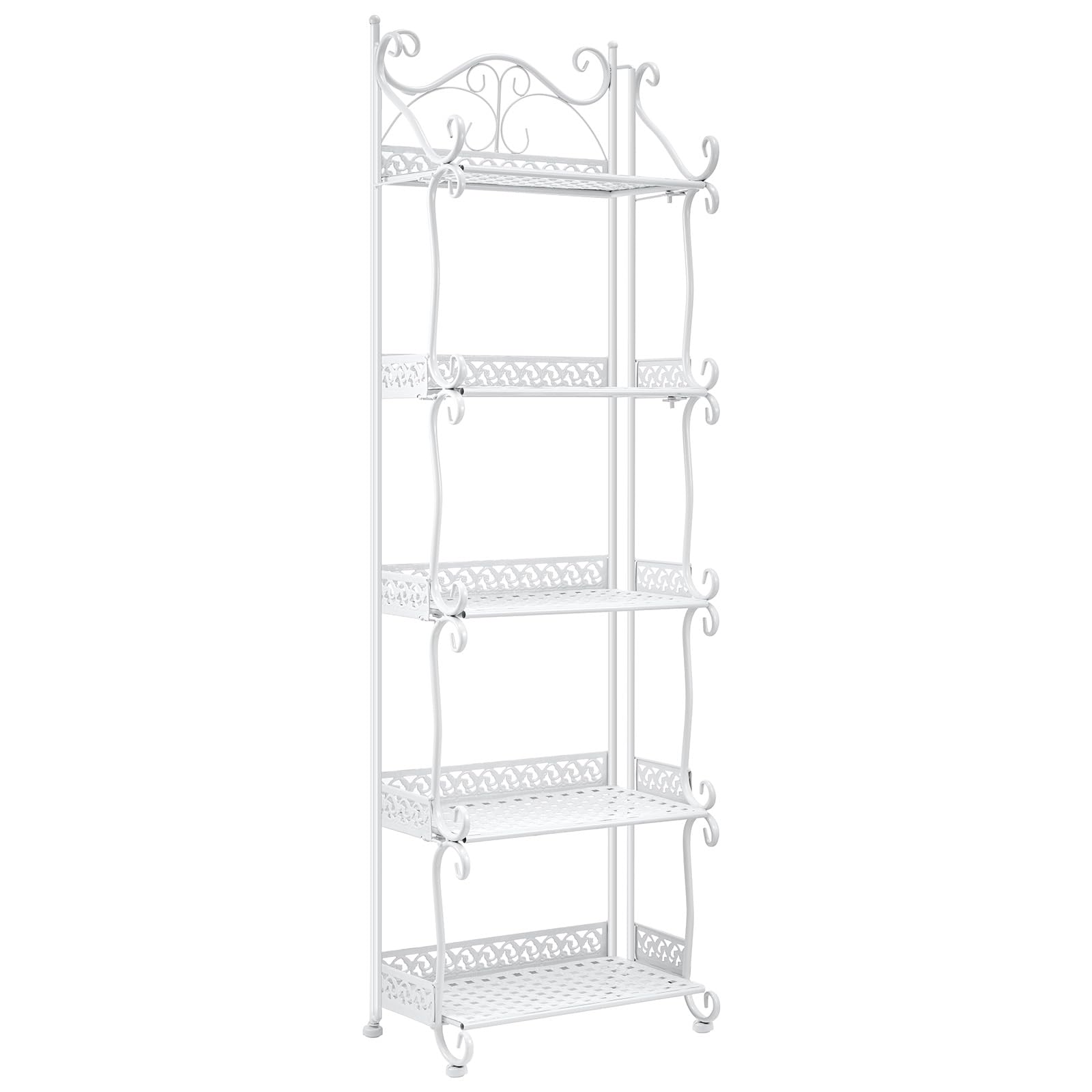 SUNNYNEST 5 Tier Metal Folding Storage Shelf Bookshelf Flower Plant Stand