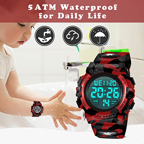 Image of Kids Watch,Boys Watch for 3-15 Year Old Boys,Digital Sport Outdoor Multifunctional Chronograph LED 50 M Waterproof Alarm Calendar Analog Watch for Children with Silicone Band,Kids Gift