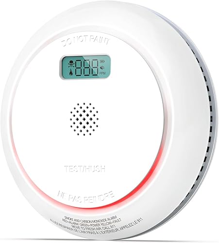 SITERWELL Detector de humo y monóxido de carbono con pantalla LCD, estándares UL 217 y UL 2034, alarma de humo de doble sensor y detector de