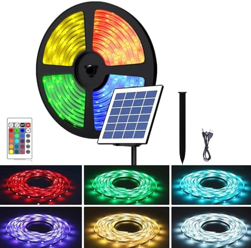 Top Outdoor Solar LED Strip Lights That Will Transform Your Space 4 UT Solar LED Strip Lights Outdoor, 16.4FT Solar Power RGB LED Lighting, IP66 Waterproof Rope Camping Lights for Garden, Wedding, Easter Party (3th GEN)
